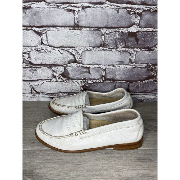 G.H. Bass Weejuns White Leather Moc Toe Penny Loafers Shoes Women Sz 8M US/39EU - Picture 10 of 16